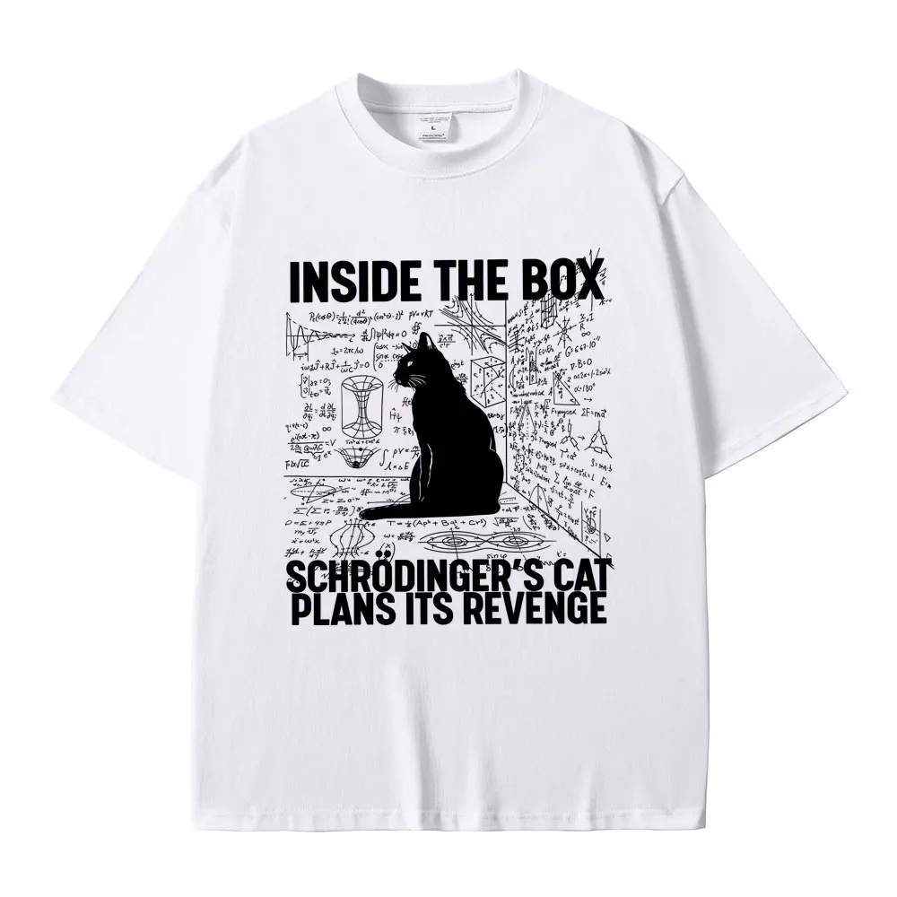 تي شيرت Schrodinger Cat Limited Schrodinger Cat Lovers مضحك ميمي قطن كاجوال ملابس الشارع الشهير برقبة دائرية للرجال والنساء