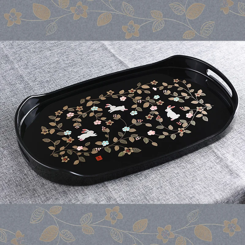 Japan imported resin lacquerware with handle, long tray, big tea tray and dry bubble table.