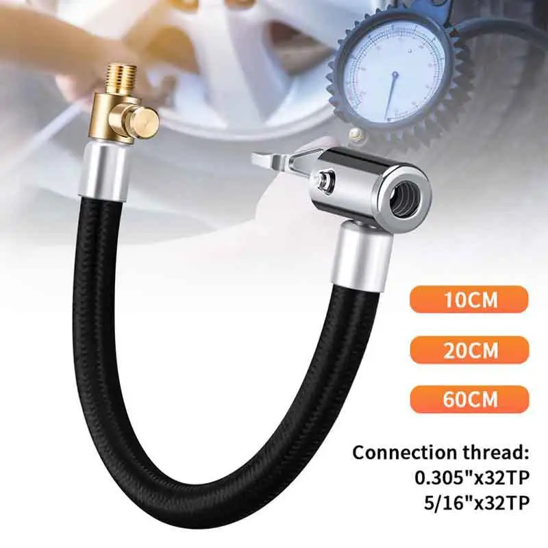 New Cannot Deflate Car Bike Motorcycle Tire Air Inflatable Pump Extension Tube Hose With Adaptors Replacement Connection Tube