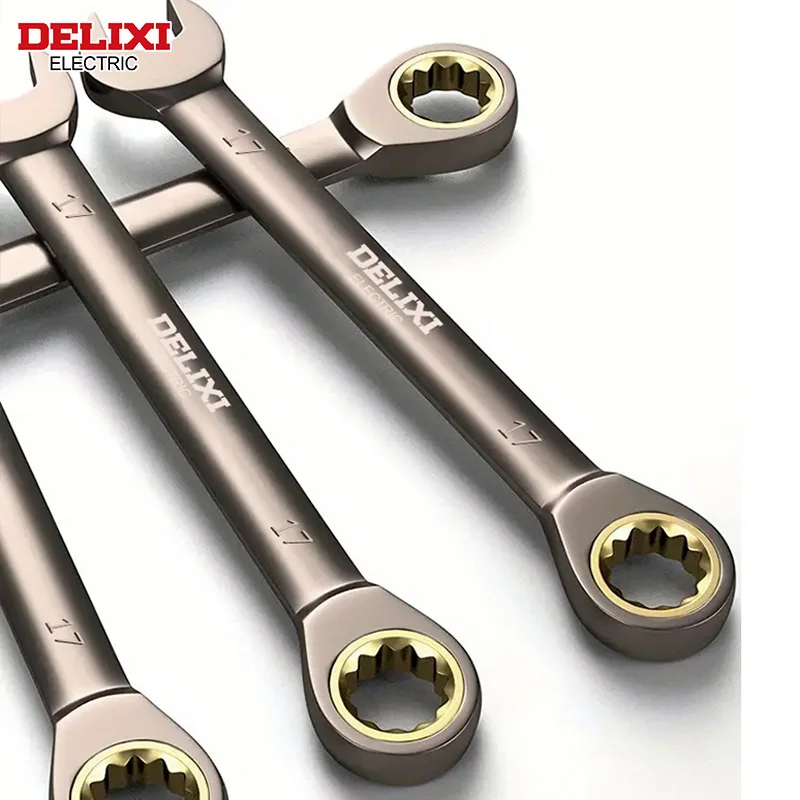 DELIXI ELECTRIC Ratchet Wrench Dual use in Both DirectionOpen-ended Torx Wrench，FourLayerPrecisionElectroplating， AutoRepairTool