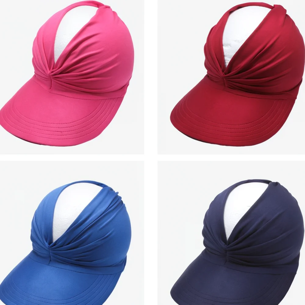 Ladies Foldable Sun Protection Visor Hat Summer Breathable Empty Top Cap For Outdoor Beach Gardening Sports Headwear