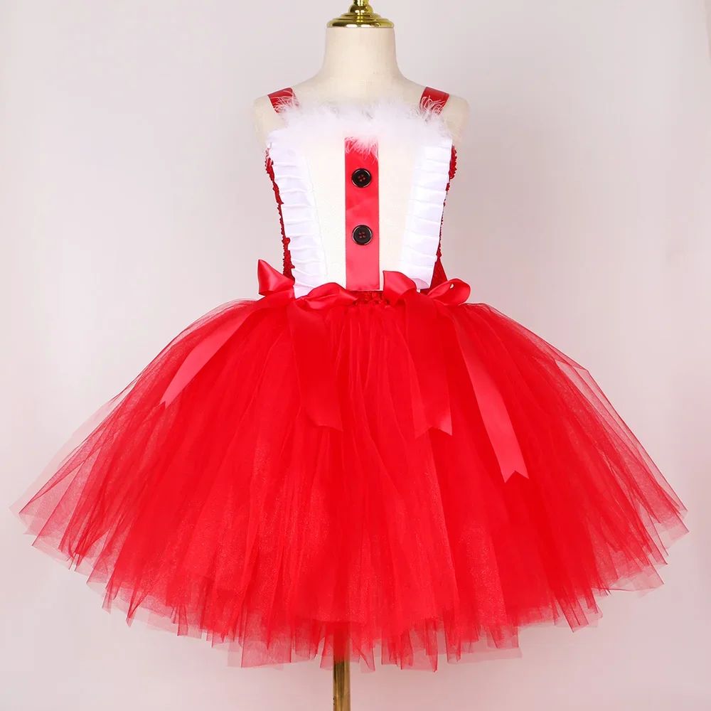 Girls Christmas Dress Santa Claus Costume for Kids Clothes Red New Year Xmas Party Tutu Princess Dress Outfits Children Clothing