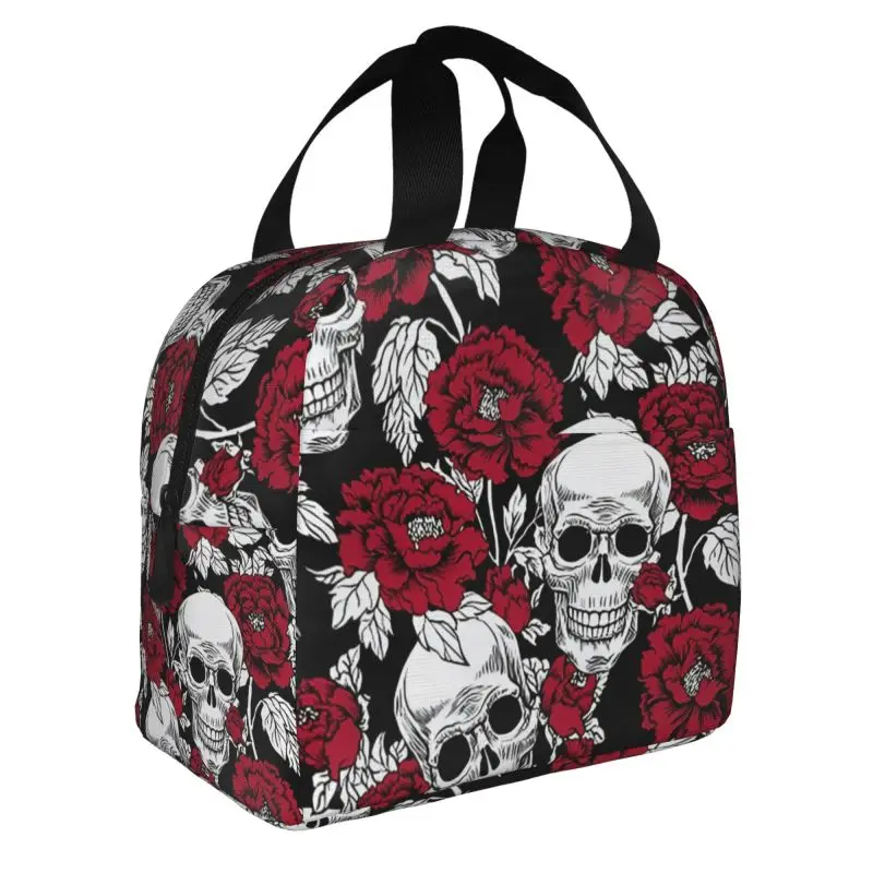 Flower Skull Pattern Insulated Thermal Bag Lunch bag Foods Drink Storage Leakproof Picnic Camping Bags Outdoor Box beach