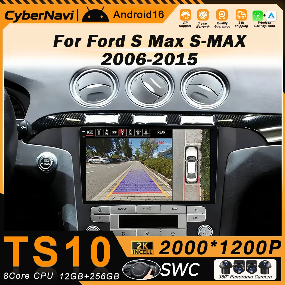 Android 16 For Ford S MAX S-MAX 2006-2015 For FORD GALAXY 2014 Car Radio GPS Carplay Multimedia Player Navigation Stereo DSP DVD