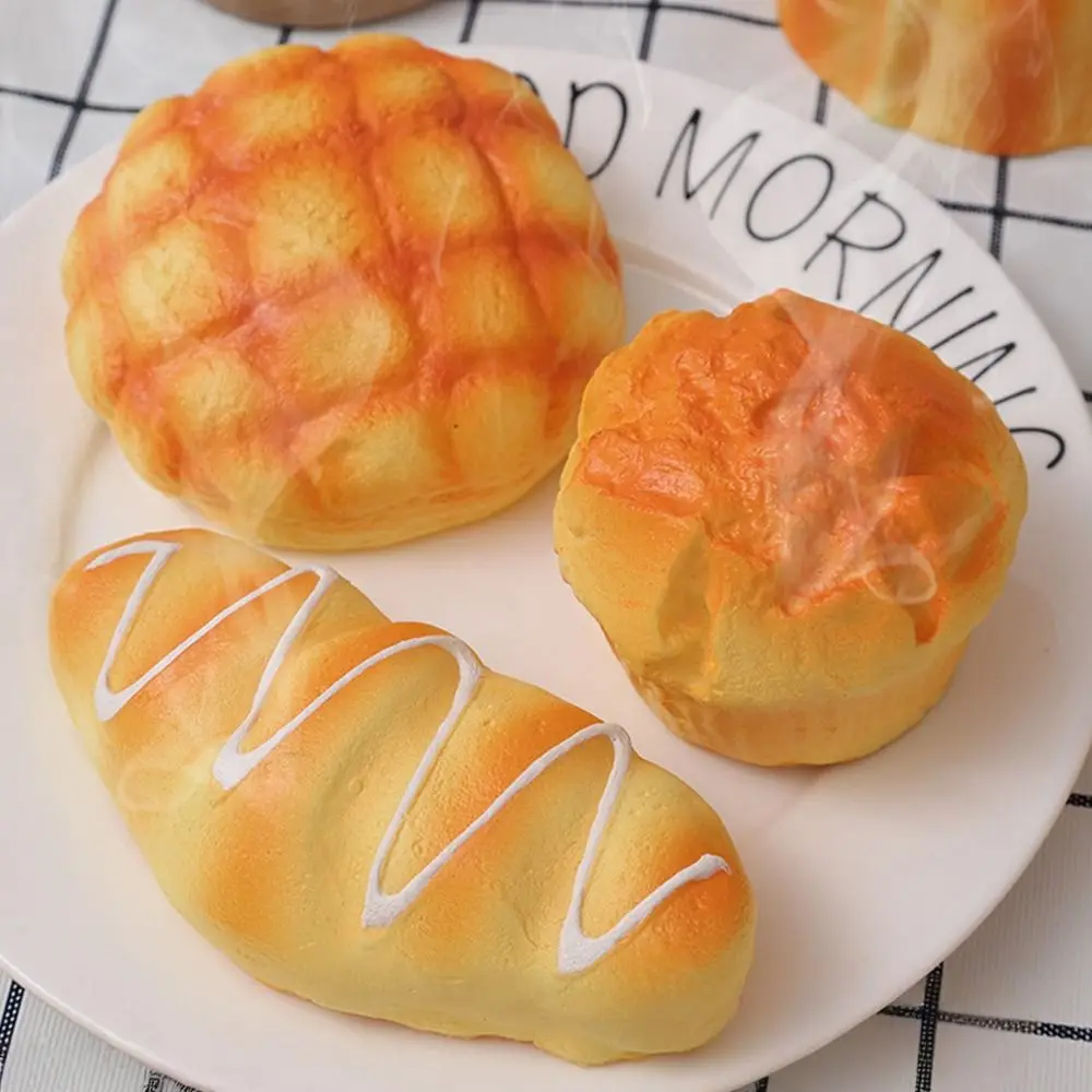 Creative Yellow Artificial Bread Models Playhouse Toast Model Stress Relief Photo Props Squeeze Kitchen
