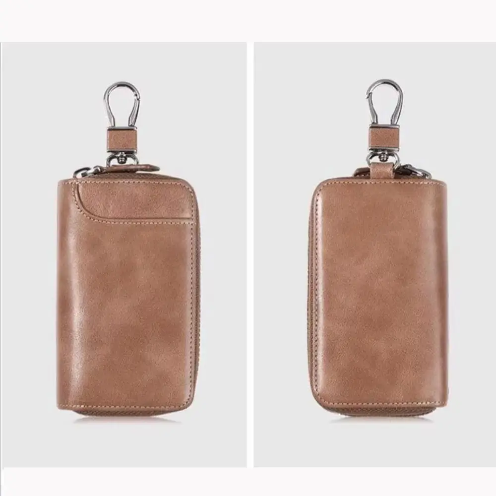Retro Key Organizer Pouch PU Leather Portable Key Storage Pouch Fashion Large Capacity Car Key Wallet Car Key Storage