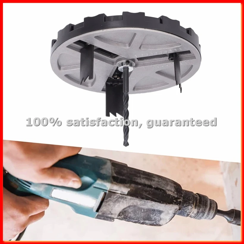 Round Circular Punch Saw Adjustable Punching Saw Hole Opener Tools with Positioning Bit and 3 Tooth Blades-ABAM