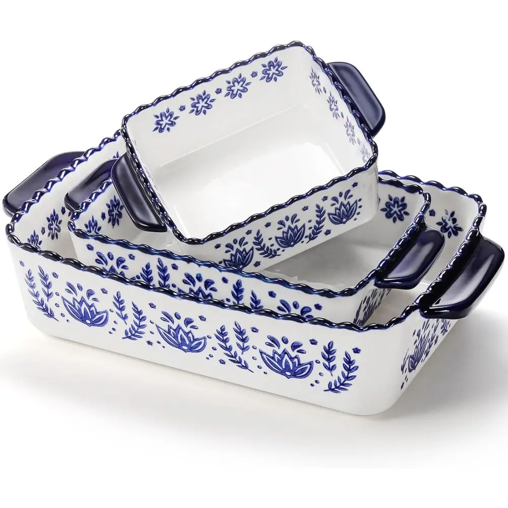

3 Pack Porcelain Bakeware Set, Regular Baking Dishes, Lasagna Pan, Casserole Dishes, Cake Dinner, Banquet and Daily Use