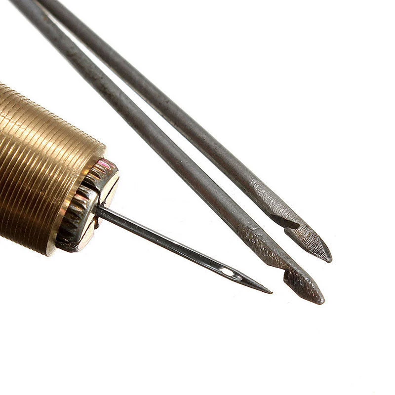 Leather Sewing Kit DIY Leather Sewing Awl Needle with Copper Handle Set Leather Canvas Tent Shoes Repairing Tool