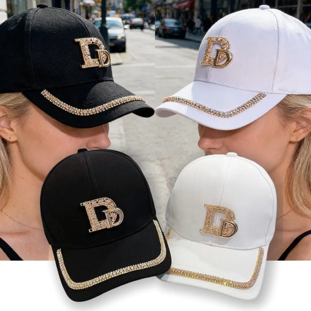 

1PC Women Casual Baseball Caps Letter D or M Diamond Hip-hop Hats Spring Summer Outdoor Adjustable Trucker Caps Sunscreen Hat
