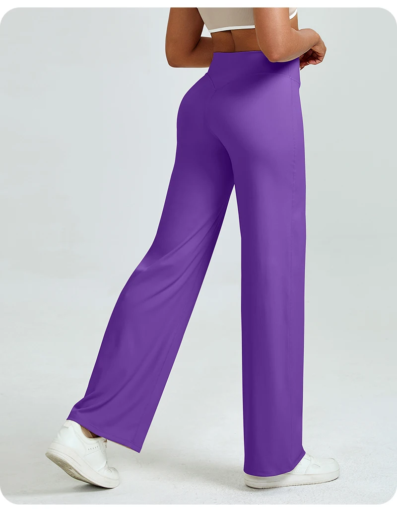 Hochgeschnittene Gerade Yoga-Hose für Damen, Naked-Feeling Po-Formende Lose Sitzende Workout-Hose, Schlankmachende Gym-Hose