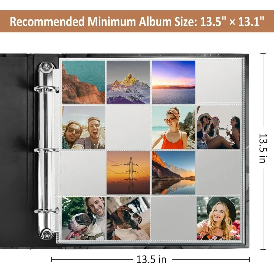 3x3 صور الأكمام 16 جيب سجل القصاصات إعادة ملء صفحات حماة الصفحة تناسب 12x12 3 حلقة ألبوم الموثق 25 حزمة
