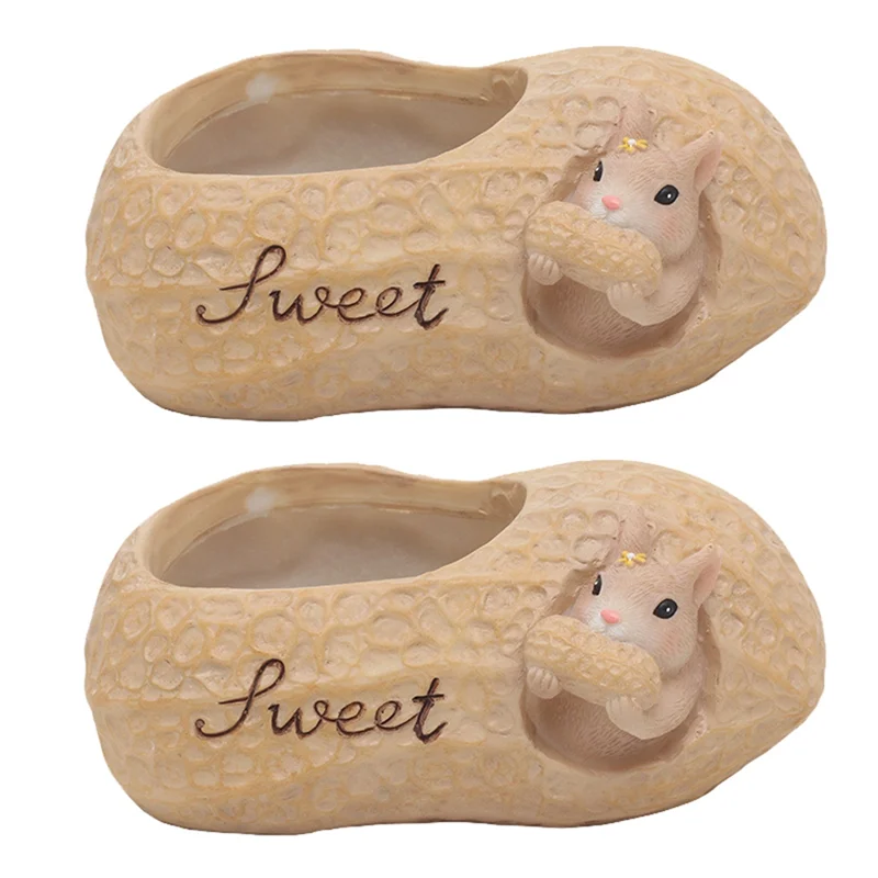 

RM-Squirrel Nut Garden Resin Flower Pot Desktop Gardening Succulent Potted Green Plant Decoration