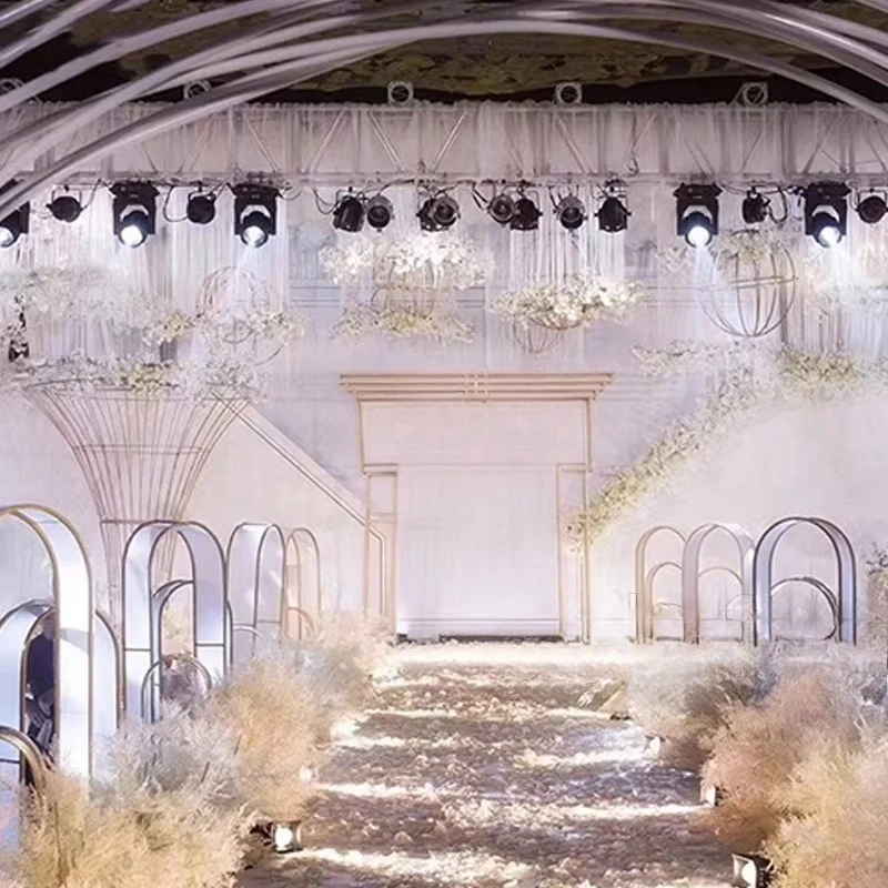 Latest design wedding stage decoration walkway bracket wedding metal background arch for sale 3-piece set