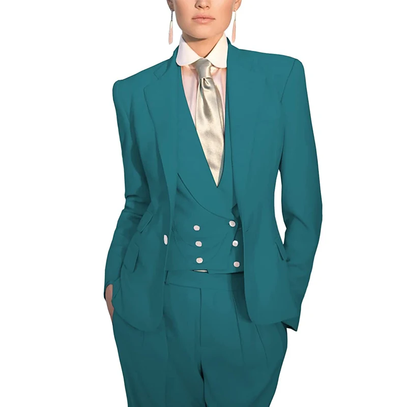 Women\'s Suit 3 Piece Business Formal Work Wear Slim Pants Suit Blazer + Pants + Vest костюм женский