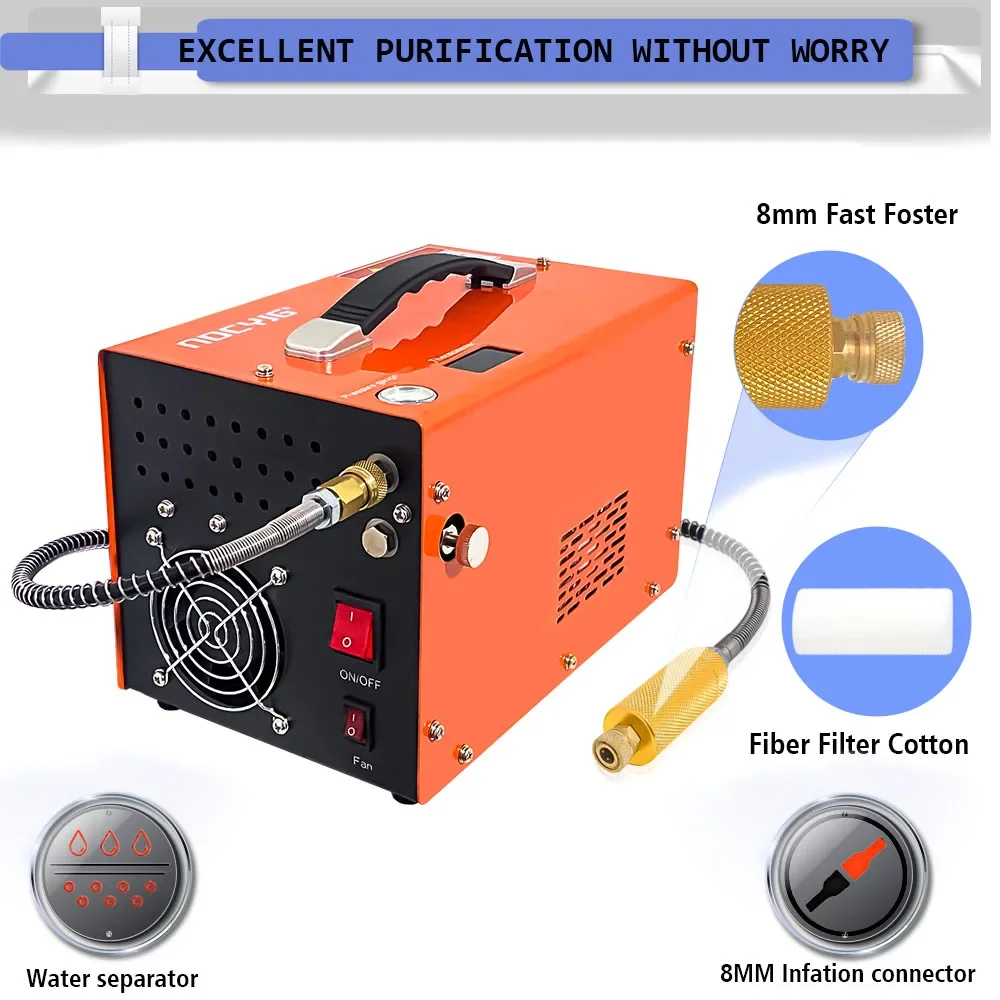 NUOGE 110V/220V PCP Air Compressor 4500Psi 30Mbar air Pump Oil/Water-Free High Pressure Apply To Diving Bottle