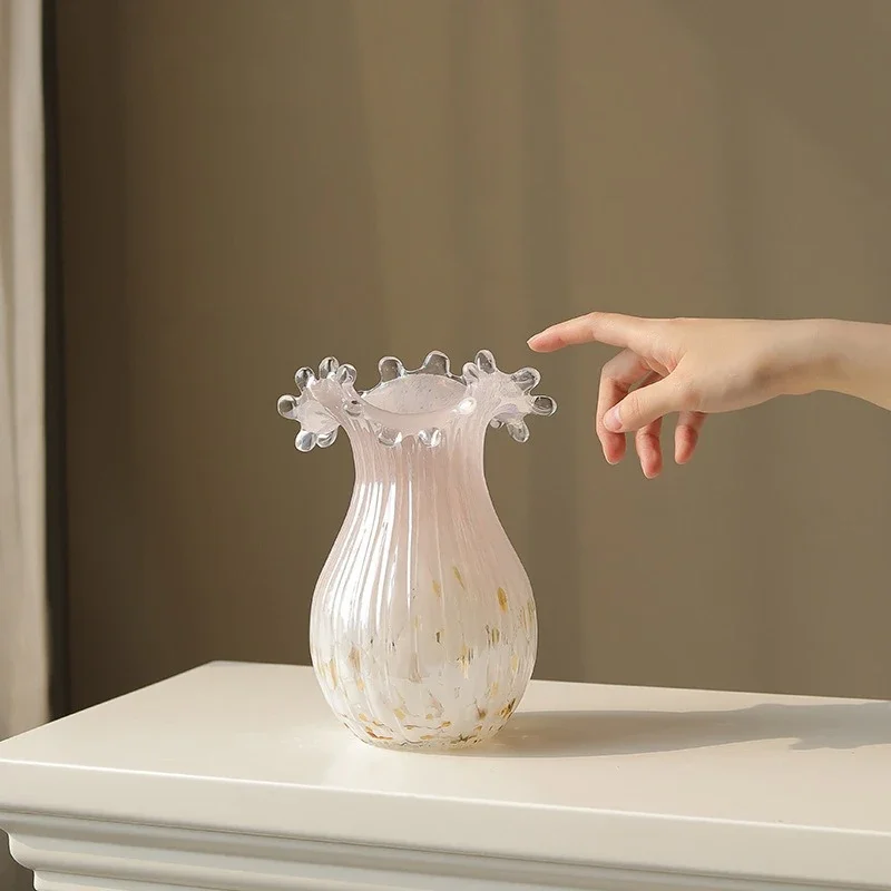 New glass vase design sense niche ornament living room peony flower arrangement emotional stability flower vase creative beauty