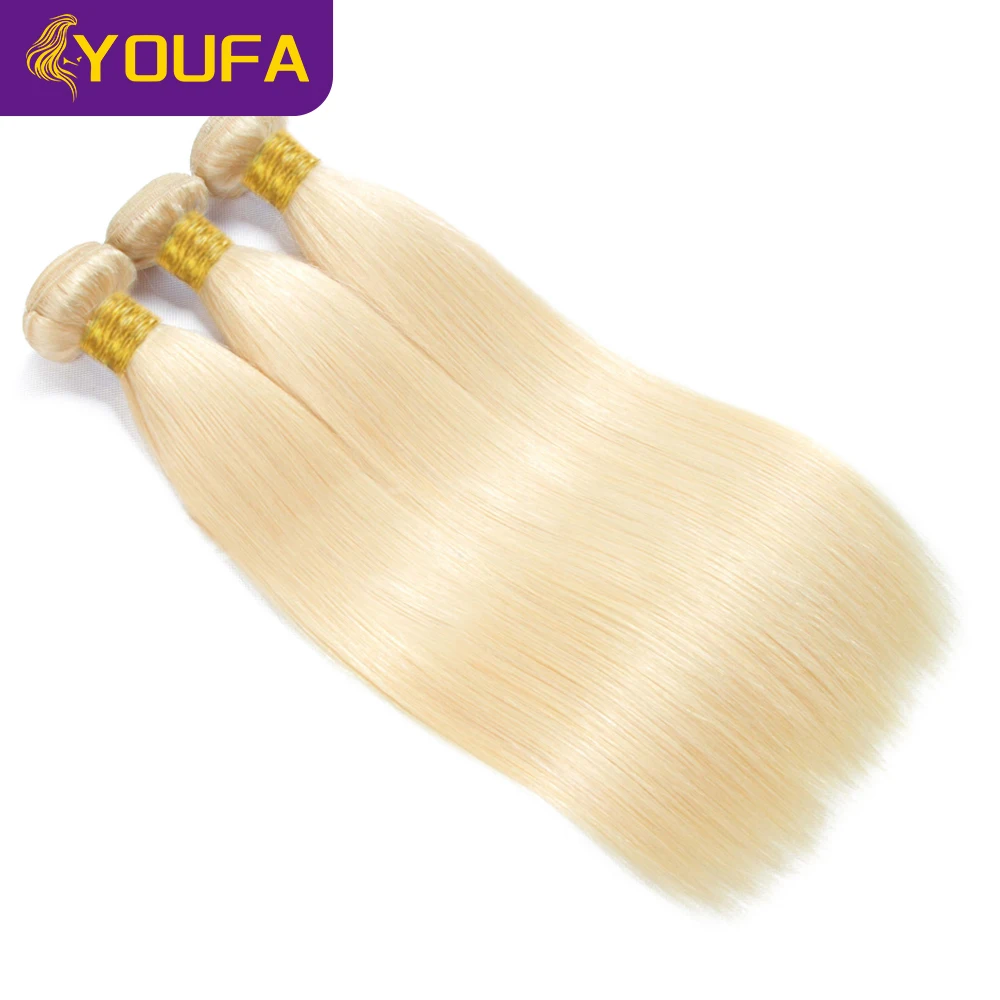 12A 613 Blonde 100% Human Hair Bundles For Women Brazilian Straight Human Hair Weave Can Be Bleached Honey Blonde Human Hair