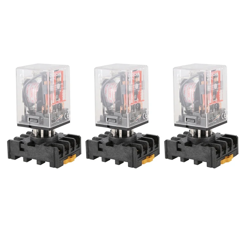 A68Z 3X MK2P-I Clear Shell DPDT AC220V Base de soquete de relé de potência de bobina