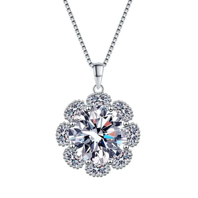

Ourfuno Luxury 10CT Moissanite Necklace For Women Elegant 925 Sterling Silver Sunflower Pendant Necklace Fine Jewelry Girls Gift