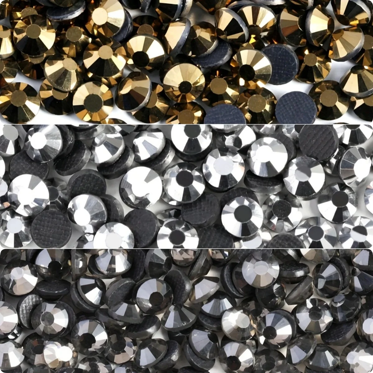 DMC Hotfix Rhinestones Mine Gold/Mine Silver/Black Diamond SS6-SS20 Flatback Glass Hotfix Rhinestone For Garment Shoes DIY