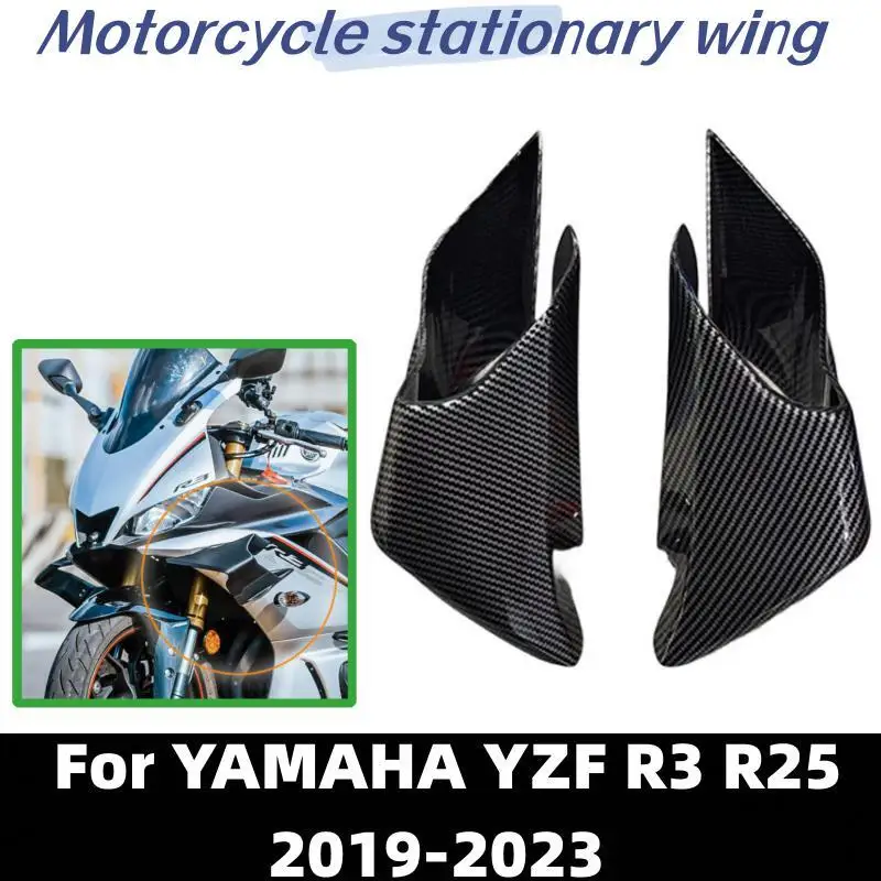 Motorcycle Front Fairing Downforce Spoilers Fixed Wind Wing ABS Wings Shell Cover For YAMAHA YZF-R3 Yzf-r3 R3 R25 2019-2023