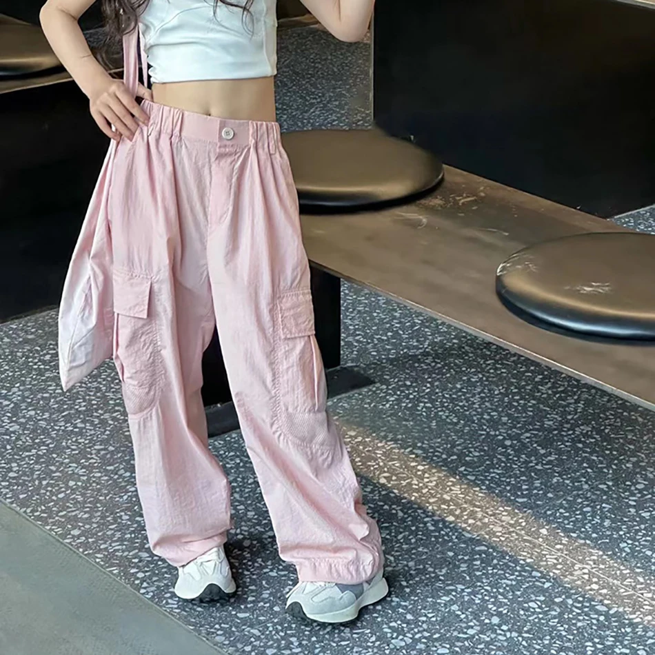 Teen Girls Breathable and Soft Mosquito-Proof Cargo Pants for Kids Perfect for Summer Outdoor Play and Casual Wear with Pocket