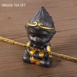 Handmade Purple Clay Monkey King Tea Pet Zen Tea Set Decoration Sun Wukong Sculpture Tea Figurine Chinese Teaware Accessories