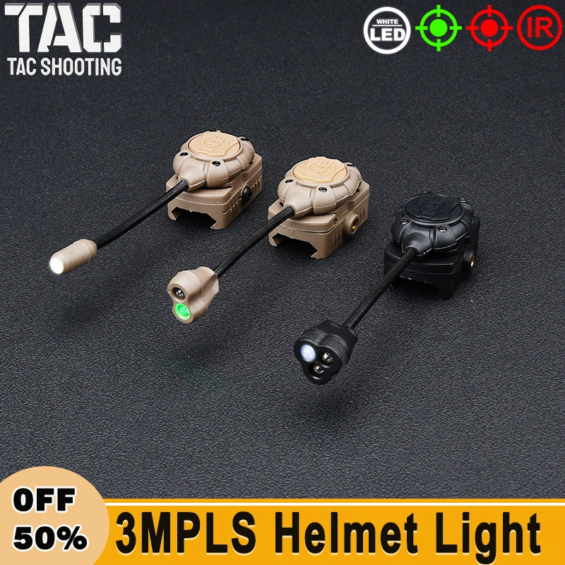 Tactical Military Mpls Helmet Light 3 Modes Green Red IR LED White Light Helmet Flashlight Outdoor Hunting Safety Signal Light