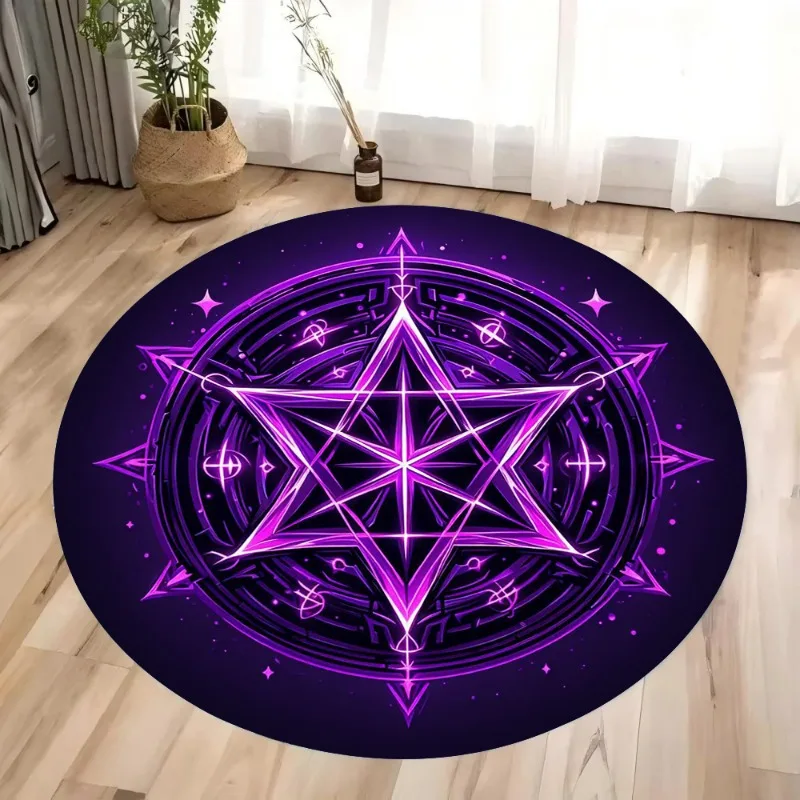 

Star Array Pattern Round Carpet Living Room Bedroom Computer Chair Sponge Cushion Circle Rugs Home Decor Floor Mat Washable
