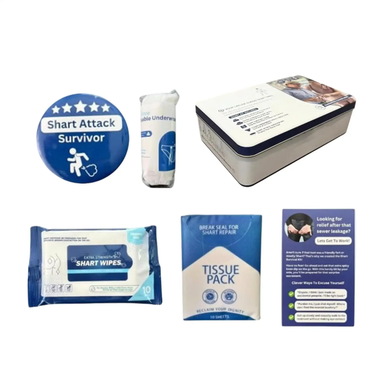 Juego de supervivencia para caca, compacto y portátil con toallitas húmedas, juego de broma de supervivencia para caca para marido, hombres, familia, amigos, adolescentes, adultos, cumpleaños