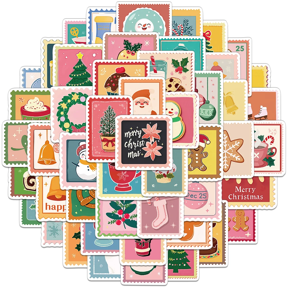 50PCS Creative Stamps, Christmas Stickers, Envelope Sealing Stickers, DIY Notebook, Water Cup, Glasses Box, Phone Stickers