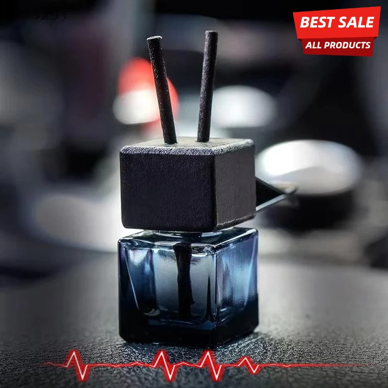 1 Piece Car Decoration Square Car Hanging Glass Bottle Air Freshener Empty Bottle Aromatherapy Ornament Pendant Diffuser