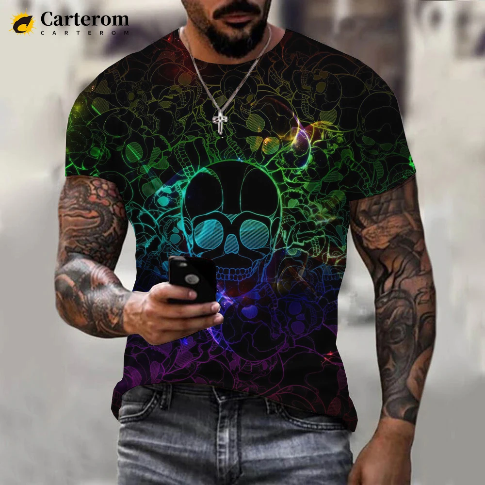 Camiseta de Graffiti 3D de neón para hombres y mujeres, ropa de calle informal de Hip Hop, camiseta de gran tamaño, Tops geniales, nueva moda de