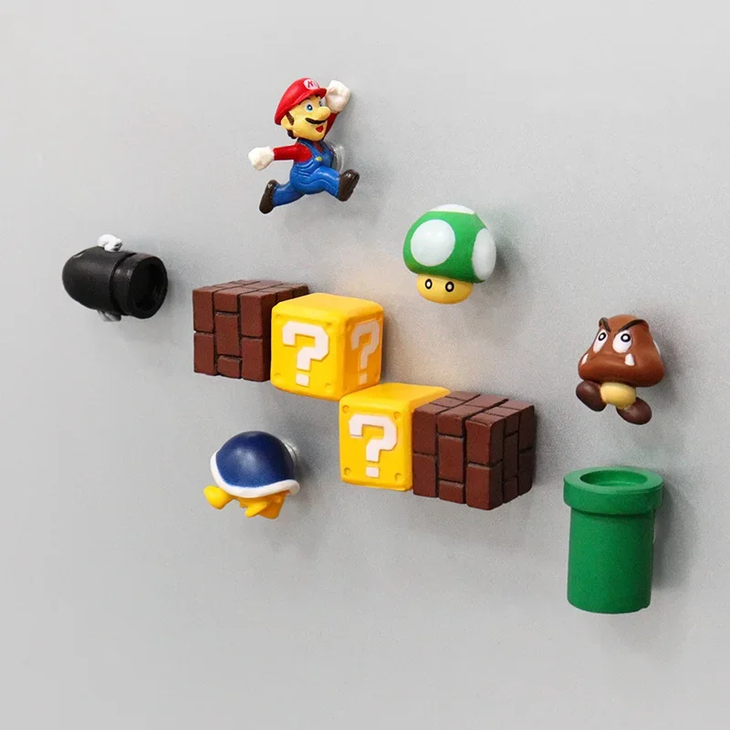 Super Mario Bros Refrigerator Magnet Game Anime Figure Party Decoration Cute Luigi Goomba Buzzy Beetle Kids Toys Christmas Gifts