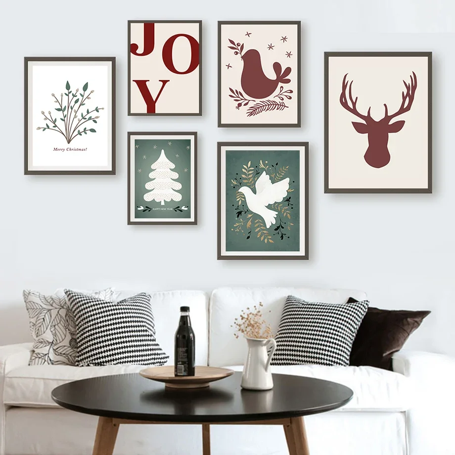 Oak Dove Cotton Flower Vintage Deer Bird Nordic Posters And Prints Wall Art Canvas Painting Wall Pictures For Living Room Decor