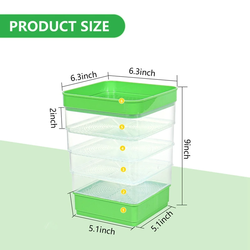 Bean Seed Germination Kit, Micro-Green Plant Growing Tray, Drain Tray, Four-Tier Stackable Sprout Growing Kit Durable