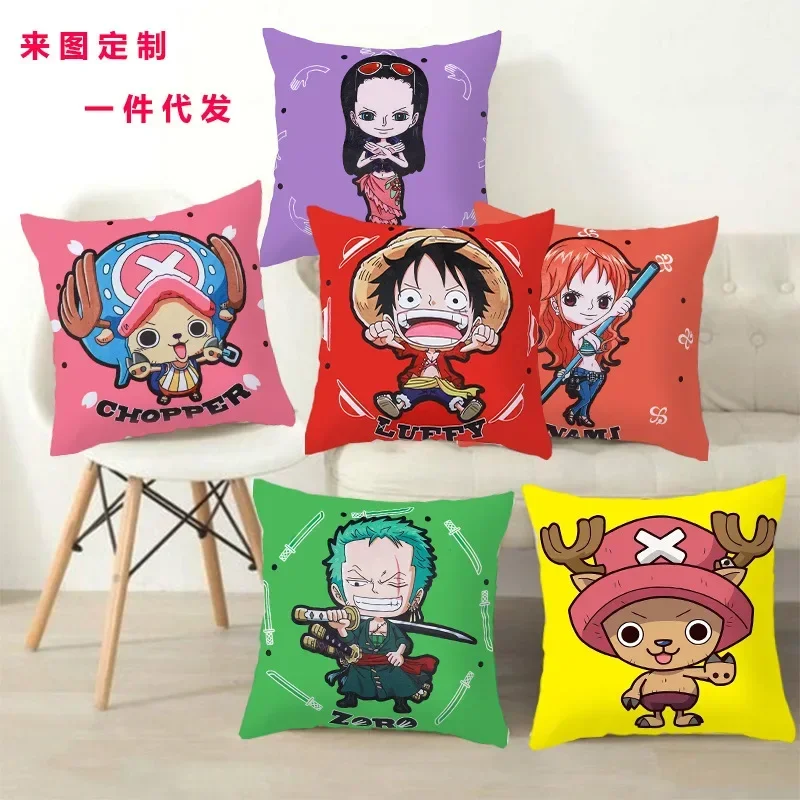 45CM Anime One Piece Monkey D. Luffy Roronoa Zoro Nami Printed Pillowcase Living Room Sofa Car Decor Pillow Cases Cushion Covers