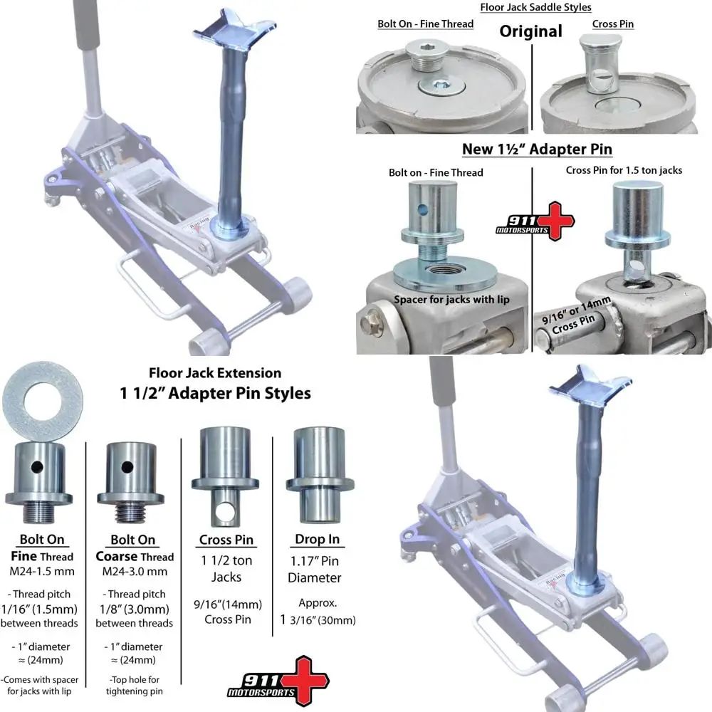 

4x4 Vehicle Floor Jack Extension Kit - Pin Style, 1.5 Ton Capacity