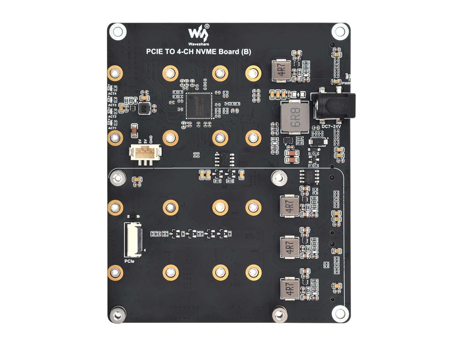 Scheda adattatore PCIe a M.2 a 4 canali per Raspberry Pi 5, supporta unità a stato solido NVMe a 4 canali, supporta l'alimentazione del Raspberry Pi 5,