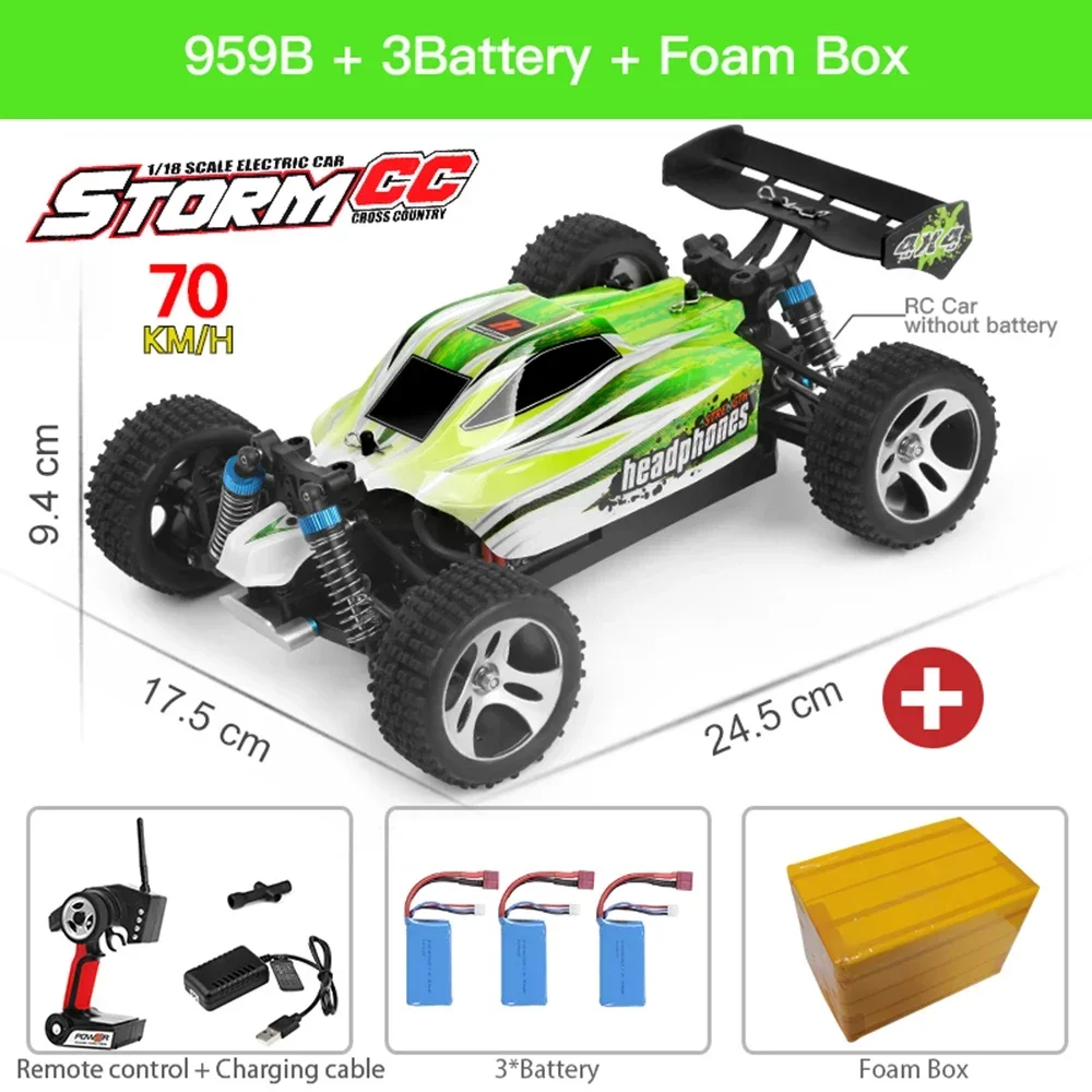 WLtoys WL A959 A959-A V2 1/18 4WD 2.4GHz Remote Control Drift RC Racing Car 35KM/H High Speed Off Road Vehicle Adults Kids Toys