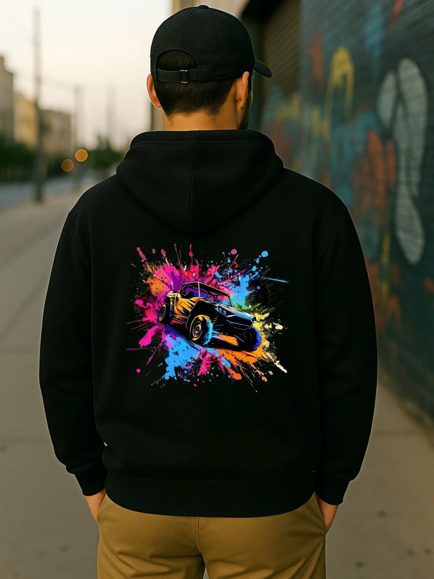 هوديي جرافيك للرجال، نمط ملابس الشارع، مبطن بالصوف، طباعة جرافيك تحت عنوان السيارة، للشباب، للارتداء اليومي