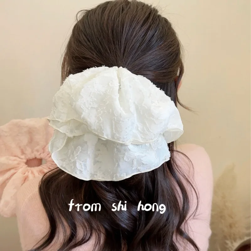 1 Piece Large Elegant France Fashion Scrunches for Girl Solid Color Cute Solid Color Women Hair Band Sweet Hair Accessories