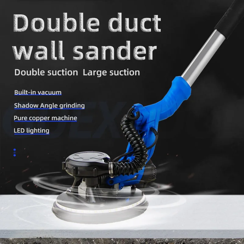 220V Dry Wall Sander Wall Polishing Grinding Dual LED Lights Wall Sealant Polishing Machine 1380W Dust Free