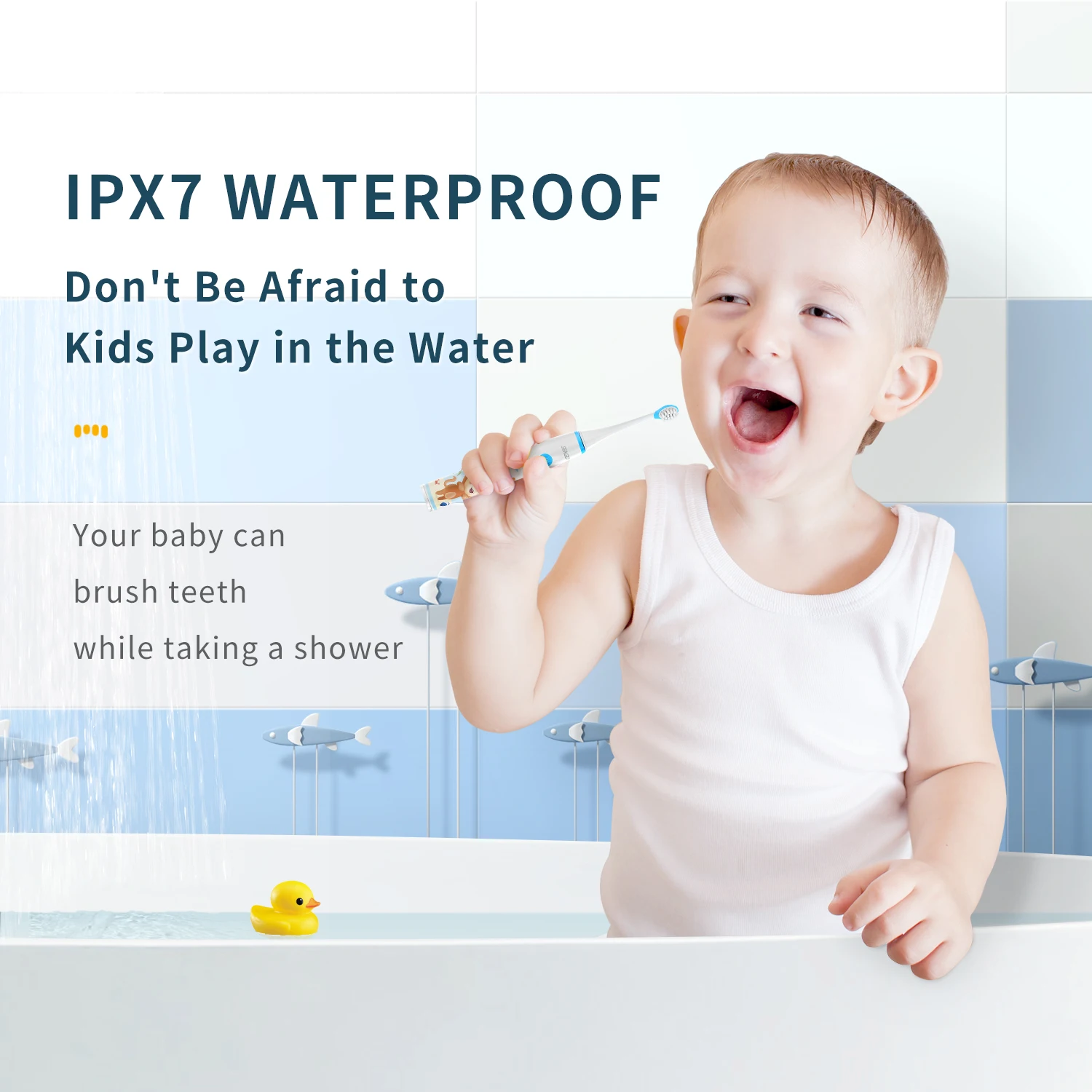 فرشاة أسنان كهربائية للأطفال من Seago SG-567، لطيفة ونحيفة ومحمولة IPX7 سونيك قابلة لإعادة الشحن مع رأس بديل من النوع C للعناية بالأسنان