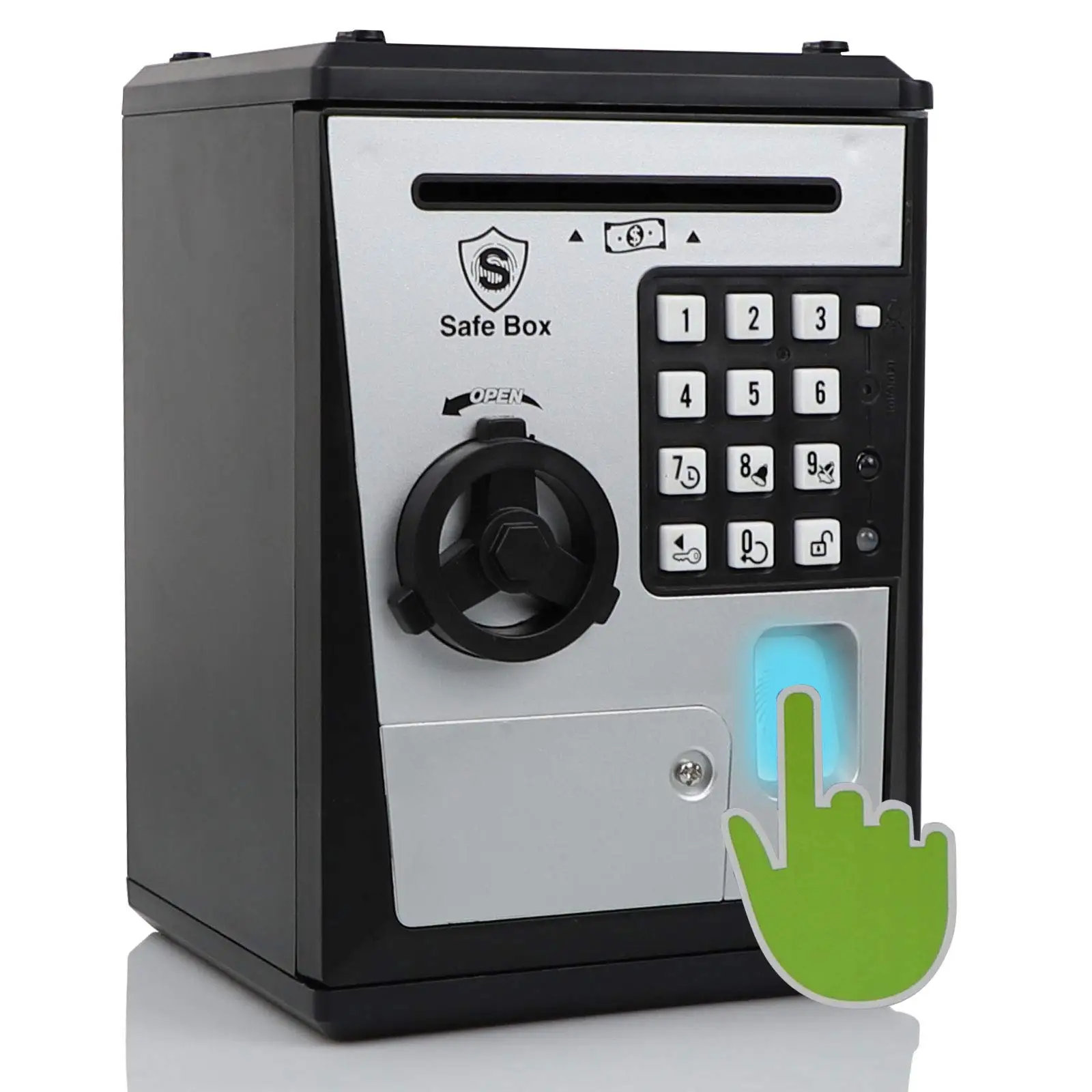 ATM Savings Bank for Real Money, Electronic Voice Piggy Banks, Fingerprint Password, Kids Safe Box, Cool Stuff Gift