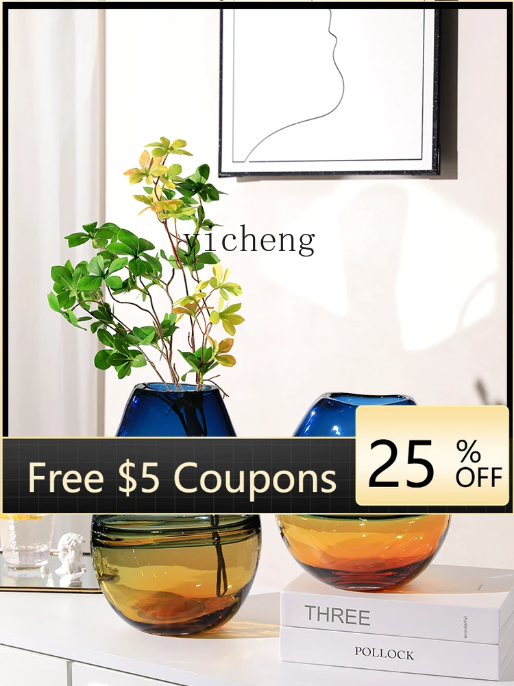 

BJ light luxury vase flower arrangement housewarming creative glass decoration entrance high-end ornament