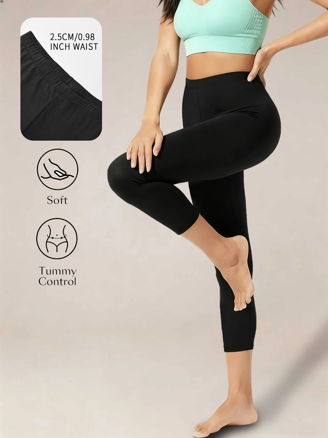 Women Athletic Capri Pants Super Soft No See Through Leggings for Workout Yoga Running