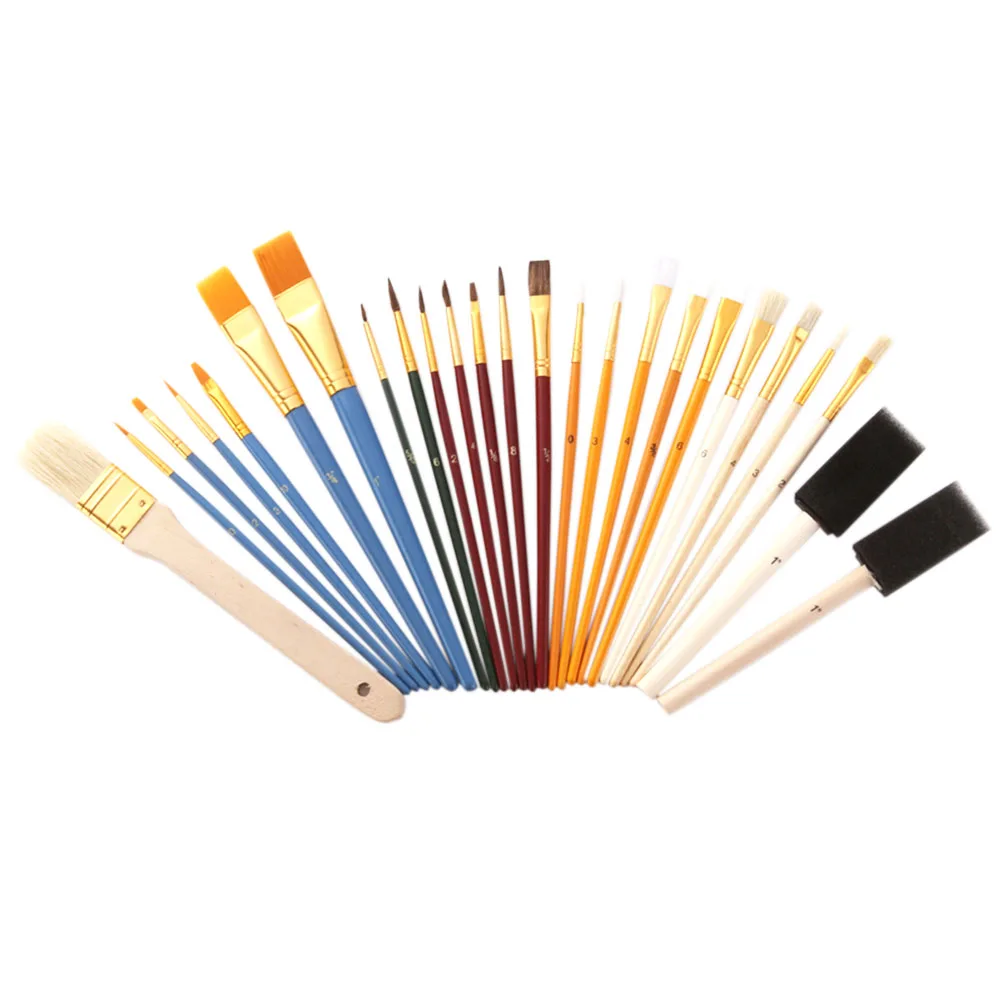 

25Pcs Artistic Paint Brush Set Assorted Sizes Artist Tools For Acrylic Watercolor Oil Painting Supplies