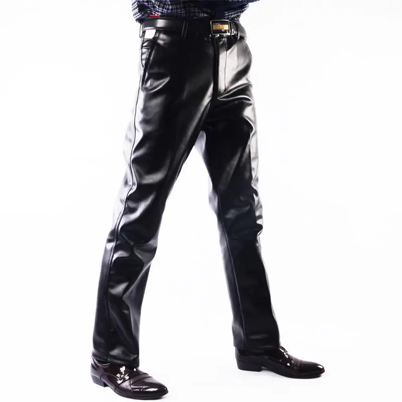 

Men's Leather Pants Autumn And Winter New Thick Warm High Waist Straight Cylinder Locomotive Large Size Leather Pants